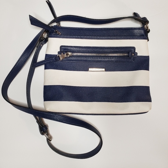 Dana Buchman Handbags - Dana Buchman Nautical Navy Blue and White Striped Shoulder Crossbody Purse